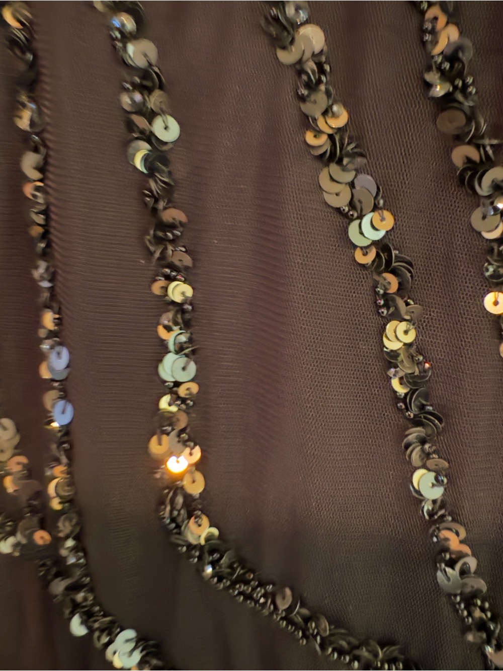 WHBM Black Sequin Mesh V-Neck black Blouse  size L NWT detachable tank inside - Picture 4 of 13